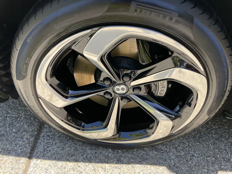 Bentley wheel and tire cleaned and dressed