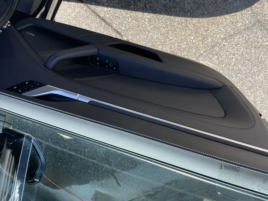 Porsche door panel cleaned and dressed